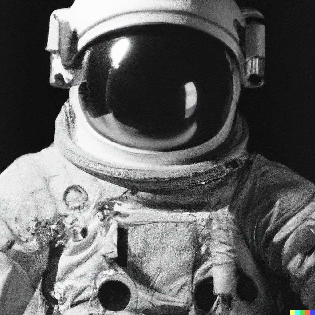 an astronaut, photograph taken on Ilford Delta 400 film